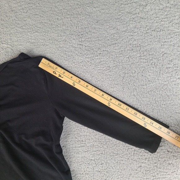 Lauren Ralph Lauren Top Women's Size P/L Basic Black Solid Cotton V-Neck Petite - Picture 11 of 11